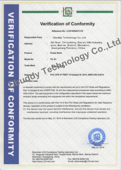 FCC Certification - Ebuddy Technology Co.,Limited