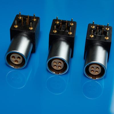 Cina gomito 4pin 90 dimensione compatibile del connettore EPG 0B/1B/2B/3B del circuito stampato di Lemo 4pin del connettore del PWB di grado in vendita