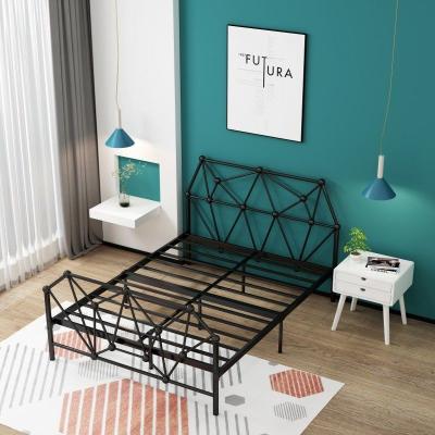 China Modern school cheap wrought iron metal beds student adult deck frame bed Te koop
