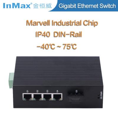 China 5 port gigabit industrial fiber network Switch for security monitoring for sale