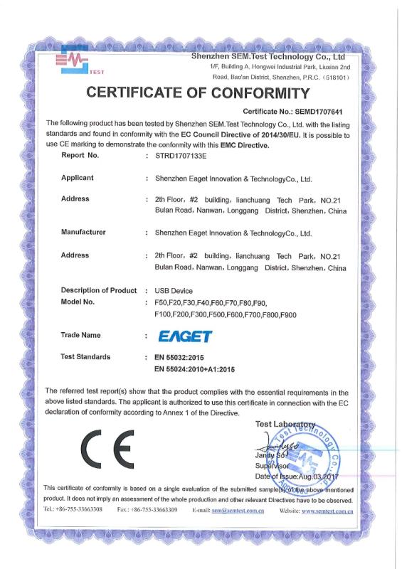 CE - Shenzhen Eaget Industry Co., Ltd.