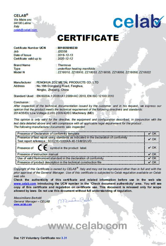 CE - Fenghua ZOZ Metal Products Co., Ltd.