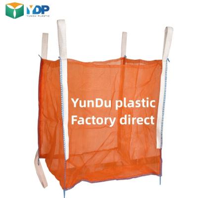 China 4 Panels Ventilated Big Bags Yellow Green Breathable 1 Ton Big Bag for firewood onions for sale
