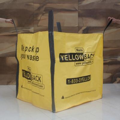 China Saco amarelo da faixa clara do desperdício de 100% PP para o saco do hipopótamo do saco de lixo da construção do desperdício do jardim à venda
