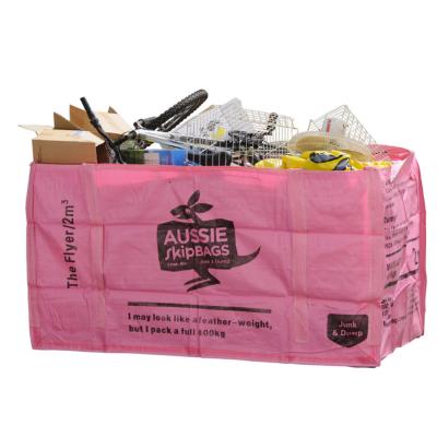 China 3 Cubic Yard Bag Purle Wast Skip Bag For Building Materials Garbage Junk Bag for sale