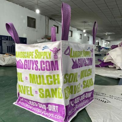 China Customized Purple Printed FIBC PP Big Tonne Bag For Soil Mulch Gravel Sand for sale