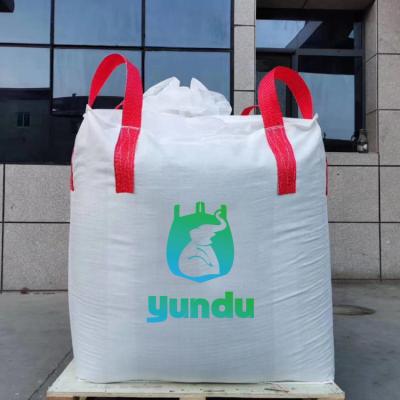 China 1000kg Top Spout FIBC Bulk Big Bag For Lactose Fish Meal 4 Loops Jumbo Bag for sale