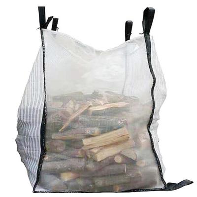 China 100% PP Ventilated Big Bags Mesh Fabric 180gsm 1500kg Packaing Firewood Carrot for sale