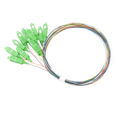 China SC/APC-NC, LSZH, 0.9mm, 12 Fiber, G.657A2, 1 meter Color-coded 900μm Pigtail Packs for sale