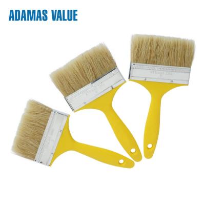 China 38-44mm Length Natural Paint Brush , Yellow Handle Pure Bristle Paint Brush for sale