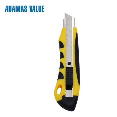 China Auto retractable knife,tool knife,utility blade knife of 18mm ABS+TPR auto-lock utility knife for sale