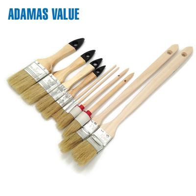 China Round Natural real bristle paint brushes  Wooden Handle Real Hair Paint Brushes for sale
