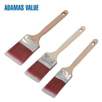 China Tapered brush,wooden brush handle,synthetic paint brush with long wooden handle for sale
