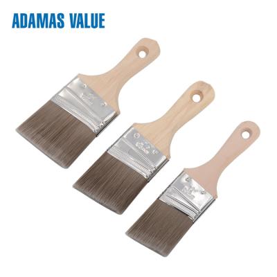 China Angled paint brush,small paint brush,paint brush wood handle  with synthetic filament short wooden handle for sale