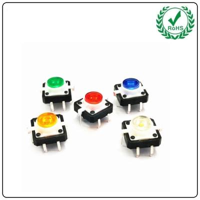 China 6 Pins Illuminated Tact Switch Reset Vertical Multi Color LED Light Key Switch for sale