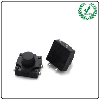 China Waterproof Tact Switch 12x12 4 Pin DIP Black Tactile Switch 12*12 touch switch for sale