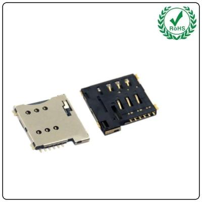 China Micro Sim Card Adapt Push Push SMT Type H=1.35 6 Pin Slot Socket Connector for sale