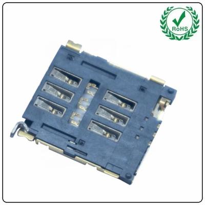 China 6pin Sim Card Adapter With Detect , 1.5H Micro Sim Card Connector With Tray for sale