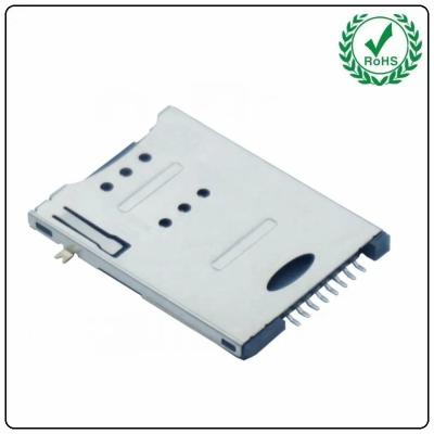 China Push Push Type 6+2 Pin Smart Card Socket With Switch Diagonal Column Connector for sale