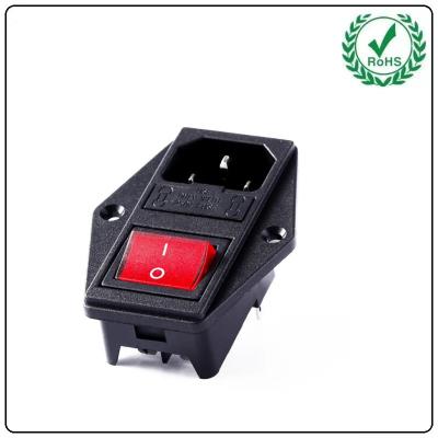 中国 LZ-14-F10 10A 250V 3 Pin IEC320 C14 AC Inlet Male Plug Power Socket With Fuse Switch 販売のため
