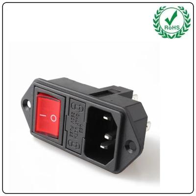 China LZ-14-F14 C14  3 Pin AC Power Socket 10A 250V With Fuse Holder for sale