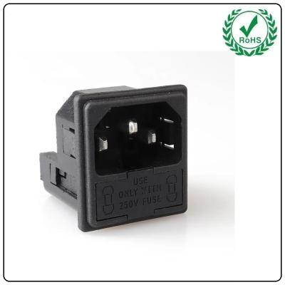 中国 LZ-14-F8 250V Fuse Switch Power Socket With 3 Pin,Switch Fused IEC C14 Inlet 販売のため