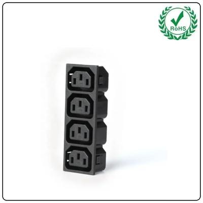China LZ-14-4L IEC C13 3 Pin Electrical Ac Power Socket Multiple C13 Outlet C14 Inlet Module for sale