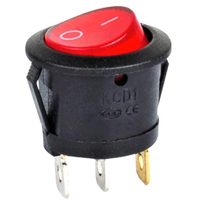 China Car Dash Boat Rocker Switch 3 Pin T85 Round Illuminated With Red Green Blue Led Light for sale