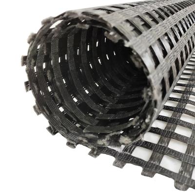 China Warp Knitted Polyester Woven PET Biaxial Geogrid For Roadbase Reinforcement for sale