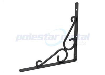 China 300mm Height Scroll Heavy Duty Steel Shelf Brackets With Black Painting for sale