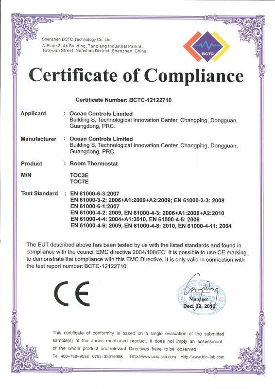 CE Certificate - Ocean Controls Limited
