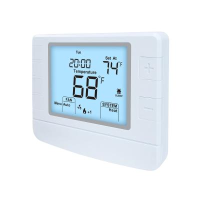 China 24V White Digital Room Thermostat, Heating and cooling Adjustment Programmable Temperature Thermostat for sale