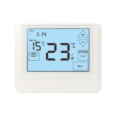 China CE de aquecimento programável semanal 1.5W do termostato de Digitas do painel LCD do toque 24V à venda