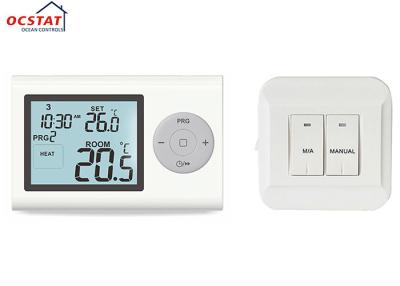China Large LCD Display wireless boiler thermostat Programmable , RF Heating Room Thermostat for sale