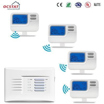 China Controlador de temperatura programável de Digitas do termostato sem fio branco da sala do RF da cor à venda