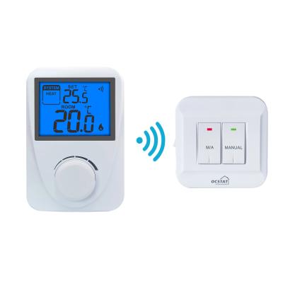 China Blue Backlight Wireless RF Gas Boiler Non-programmable Thermostat With Heat / Off / Cool Switch for sale
