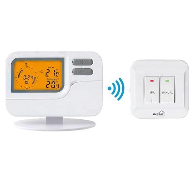China Heating White Remote Control Heating Thermostat Wireless Seven Days Programmable for sale