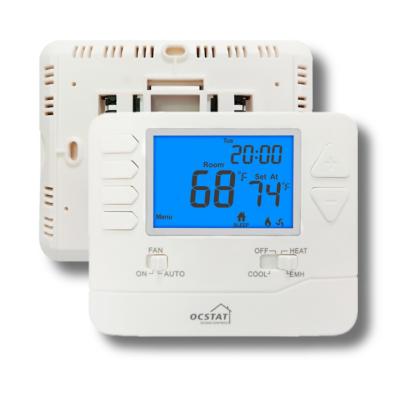 China 2 Heat 1 Cool Heat Pump Room Programmable Thermostat For Kitchen / Bathroom 24V for sale