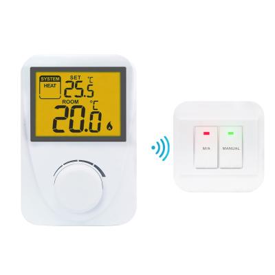 China Non - programmable White Color Wireless RF Room Thermostat For Heating Control for sale