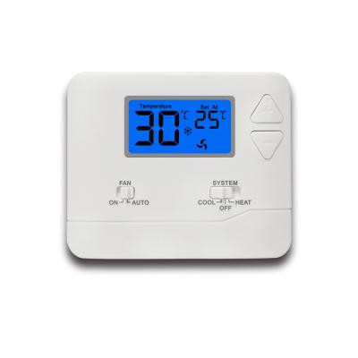China White LCD Display Digital Room Non-programmable Thermostat For HVAC Systems for sale