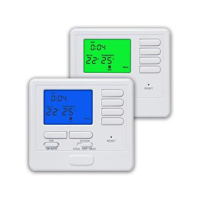 China Digital FCU Room AUTO AC 7 Day Programmable Thermostat Heating And Cooling System for sale
