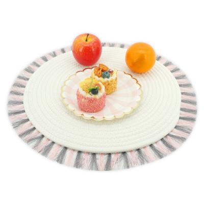 中国 15 Inch Table Round Placemats Boho Cotton Woven Washable Tassels For Kitchen Dining 販売のため
