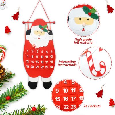 中国 Felt Christmas Santa Advent Calendar With 24 Pockets Wall Hanging Countdown 販売のため