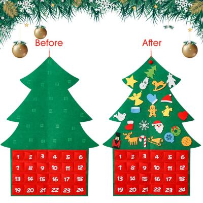 China DIY Felt Christmas Tree Advent Calendar Decorations With Pockets Kids Gifts 24 Ornaments for sale