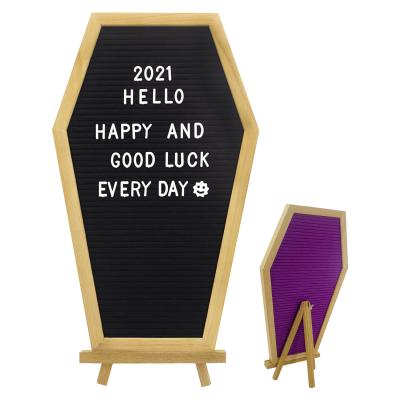 China Amazon hot selling new release Oak wood Coffin Letter Board double sided board with wooden stand for sale