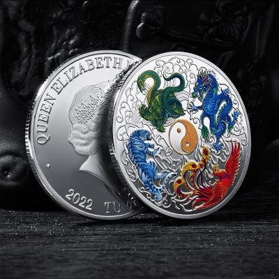 China Custom Chinese Four Great Beasts Commemorative Coins Queen Elizabeth Metal Coins for sale