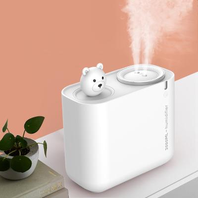 China 3000ML Dual Spray Ultrasonic Atomizer Large Capacity Home Office Air Humidifier Cool Mist Maker for sale