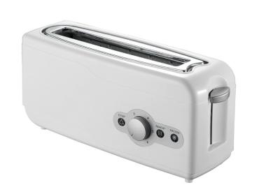 China Timing Control Reheat Defrost Automatic Pop Up Plastic Toaster 750W Long Slot 2 Slice en venta