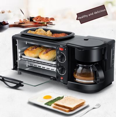 China Household Bread Pizza Mini Oven Frying Pan Multifunction Coffee Maker 3 In 1 à venda