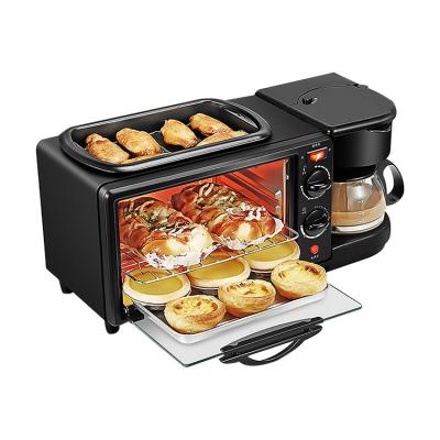 中国 Breakfast Electric Oven Toaster Grill Pan With Drip Coffee Maker Stainless Power Timer OEM 3 In 1 販売のため